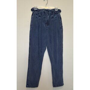 Free People Paperbag Waist Pants High Waist Button Front Baggy Mom Boho Blue xs